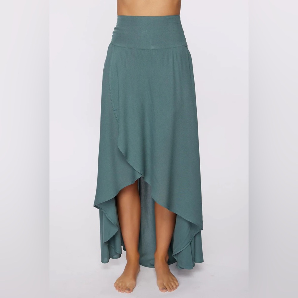 O’Neill Ambrosia High Low Maxi Skirt Sage Green Boho Resort Festival  XS  NWT - Picture 4 of 13